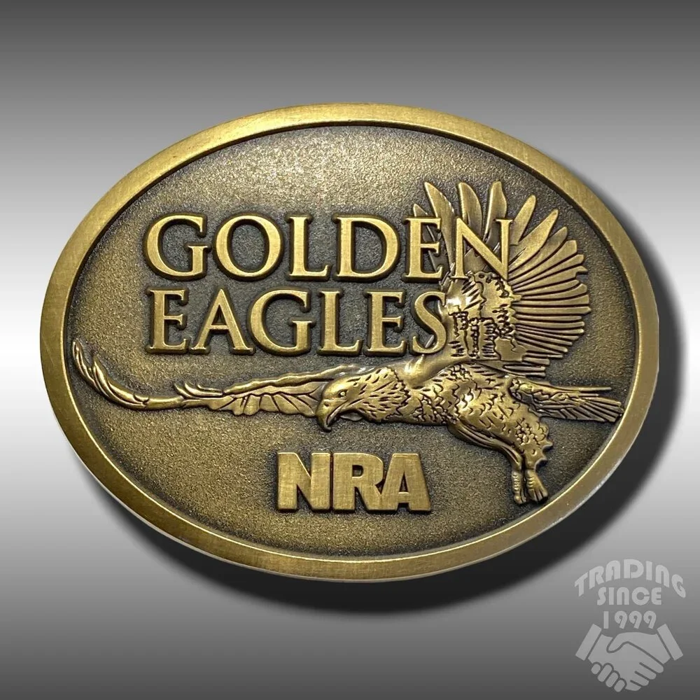Vintage Belt Buckle NRA Golden Eagles Oval Gold Color American Eagle National